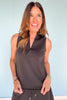 SSYS Peyton Sleeveless Scuba Frill Neck Top In Black