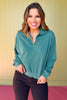 Dark Green Collared Half Zip Pullover Sweatshirt *FINAL SALE*