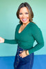 SSYS Ribbed V Neck Long Sleeve Top In Hunter