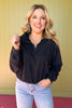 Black Collared Half Zip Pullover Sweatshirt *FINAL SALE*