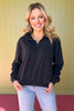 Black Collared Half Zip Pullover Sweatshirt *FINAL SALE*