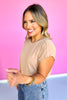 Taupe Dolman Short Sleeve Curved Hem Top *FINAL SALE*