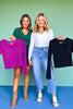 SSYS Ribbed V Neck Long Sleeve Top In Black
