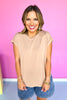 Taupe Dolman Short Sleeve Curved Hem Top *FINAL SALE*
