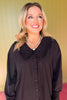 Black Peter Pan Collar Button Up High Low Hem Top