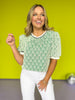 Green Wavy Pattern Stripe Ruffle Band Top