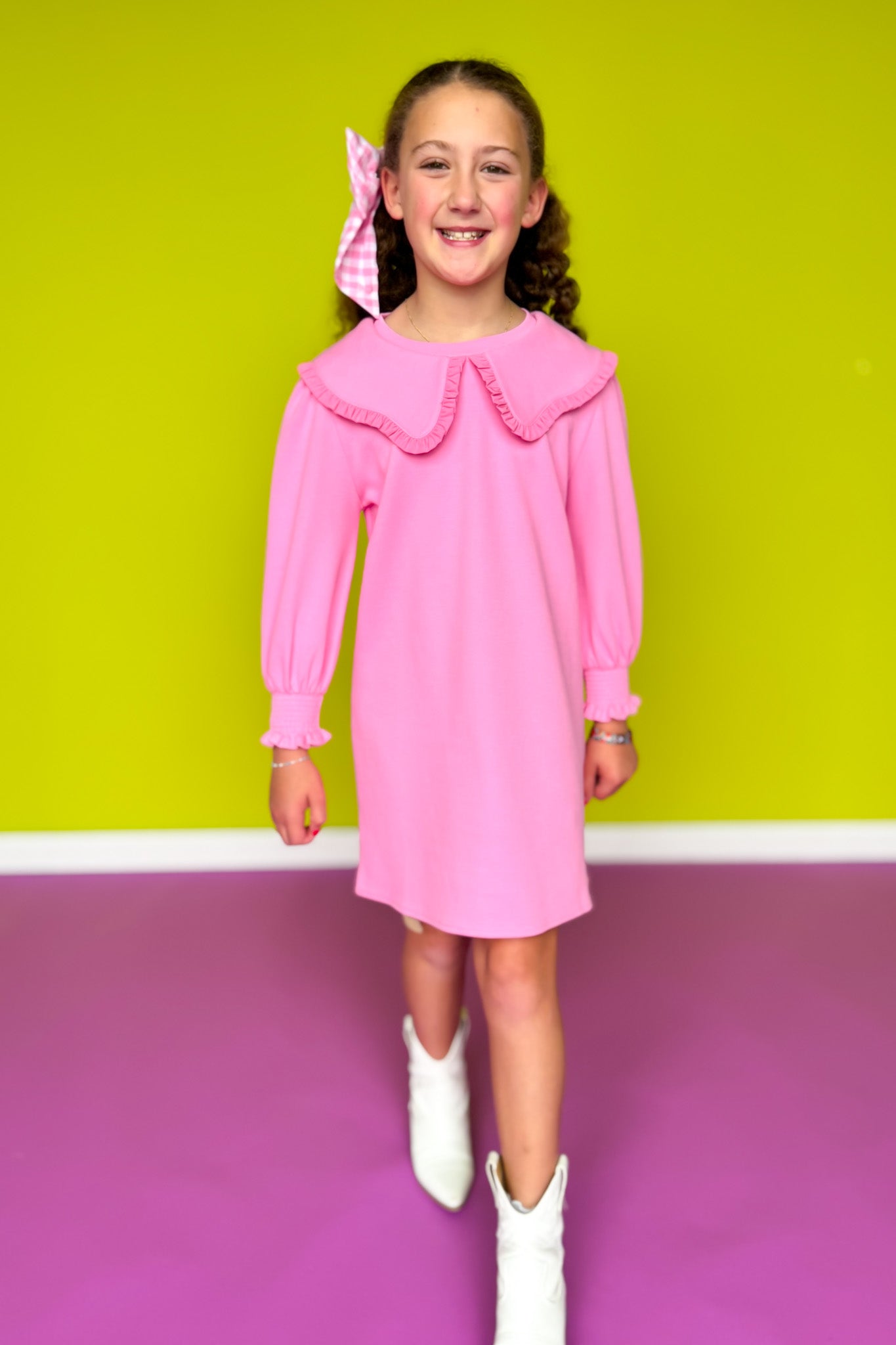 SSYS Kids Pippa Long Sleeve Dress In Pink