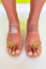 Clear Raffia Heel Double Strap Sandals