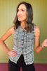 Black Houndstooth Button Up Vest