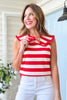 SSYS Sleeveless Pippa Striped Peter Pan Collar Top In Red, must have piece, ssys design, elevated, easy to wear, summer essential, ssys by mallory fitzsimmons