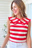 SSYS Sleeveless Pippa Striped Peter Pan Collar Top In Red, must have piece, ssys design, elevated, easy to wear, summer essential, ssys by mallory fitzsimmons