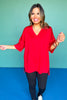 SSYS Signature Red V Neck Lightweight Air Tent Top