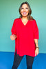 SSYS Signature Red V Neck Lightweight Air Tent Top