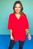 SSYS Signature Red V Neck Lightweight Air Tent Top
