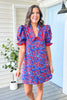 SSYS Gemma Peter Pan Collared Dress In Royal Red Ditsy Floral