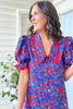 SSYS Gemma Peter Pan Collared Dress In Royal Red Ditsy Floral
