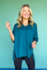 SSYS Signature Teal V Neck Lightweight Air Tent Top