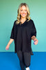 SSYS Signature Black V Neck Lightweight Air Tent Top