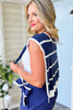 SSYS Polly Over The Shoulder Sweater In Navy White Stripes, elevated design, ssys exclusive, easy to wear, updated piece, ssys by mallory fitzsimmons