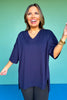 SSYS Signature Navy V Neck Lightweight Air Tent Top