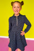 SSYS Kids Lainey Long Sleeve Dress In Navy Animal