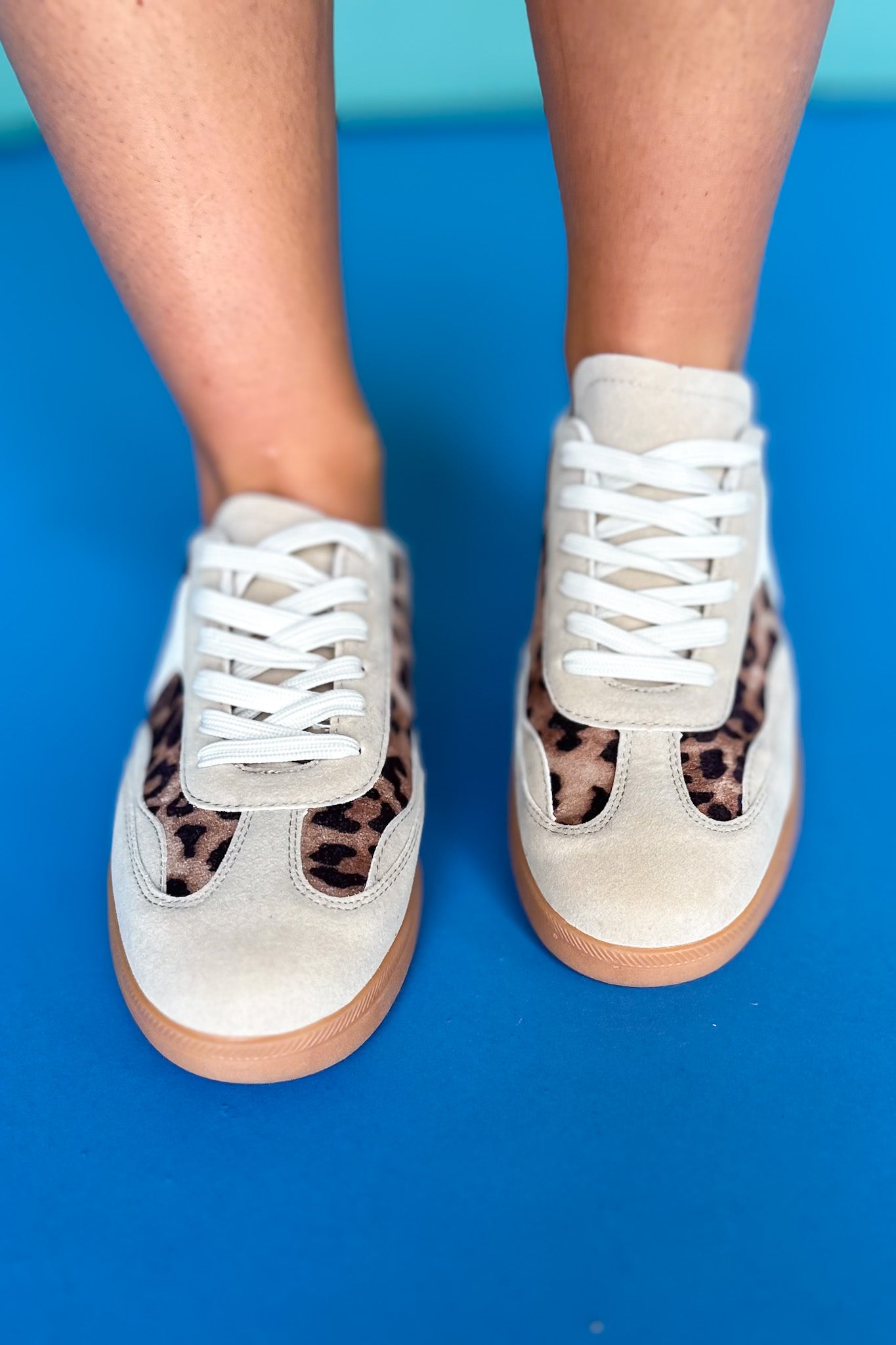 Beige Animal Print Slip On Sneakers