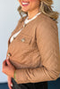 Taupe Quilted Gold Button Detail Jacket