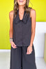 SSYS Sleeveless Gemma Peter Pan Collared Top In Black