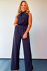 Navy Crepe Sleeveless Elastic Jumpsuit, date night, special occasion, summer ready, easy to wear, new arrivals, boutique style, ssys by mallory fitzsimmons