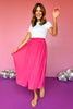 Fuschia Elastic High Waisted Pleated Mesh Skirt, mesh skirt, elevated skirt, must have skirt, pleated skirt, fall style, fall fashion, mom style, mom fashion, ssys by mallory fitzsimmons