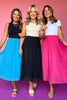 Fuschia Elastic High Waisted Pleated Mesh Skirt, mesh skirt, elevated skirt, must have skirt, pleated skirt, fall style, fall fashion, mom style, mom fashion, ssys by mallory fitzsimmons