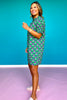 SSYS Maren Smocked Short Sleeve Dress In Green Tulip