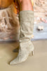 Beige Faux Suede Pointy Toe Kitten Heel Boots