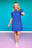 SSYS Maren Smocked Short Sleeve Dress In Navy Floral