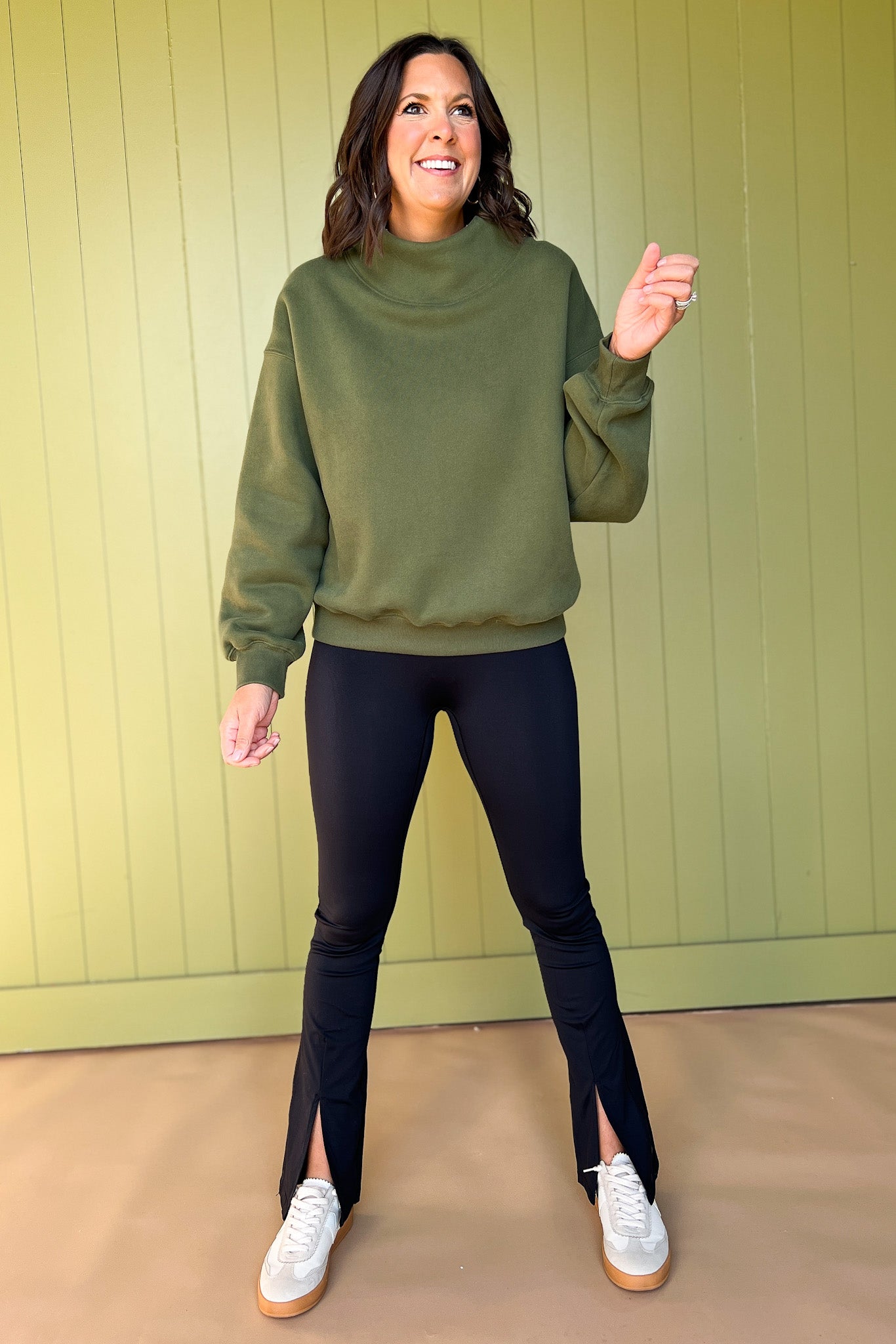 SSYS Wesley Mock Neck Pullover In Olive