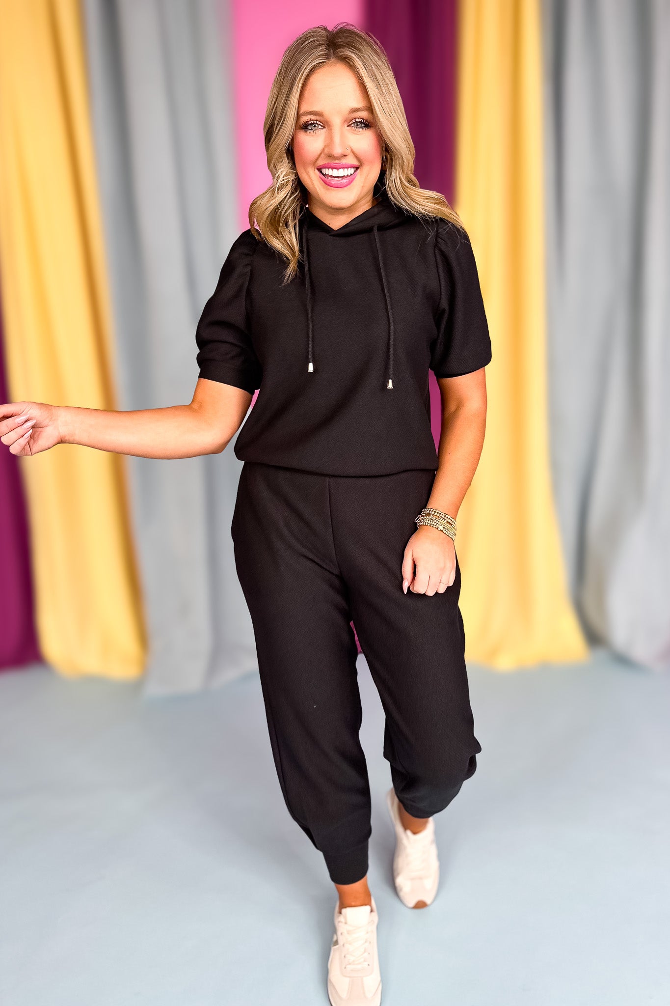 SSYS Sophie Ribbed Quilted Joggers In Black, stretchy waistband, pockets, lounge wear, comfortable, everyday wear, airport outfit, spring, spring break, exclusive design, ssys by mallory fitzsimmons