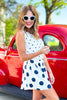SSYS Matilda Polka Dot Skirt In White Navy, elevated skirt, easy to wear, new print, ssys design, must have piece, ssys by mallory fitzsimmons