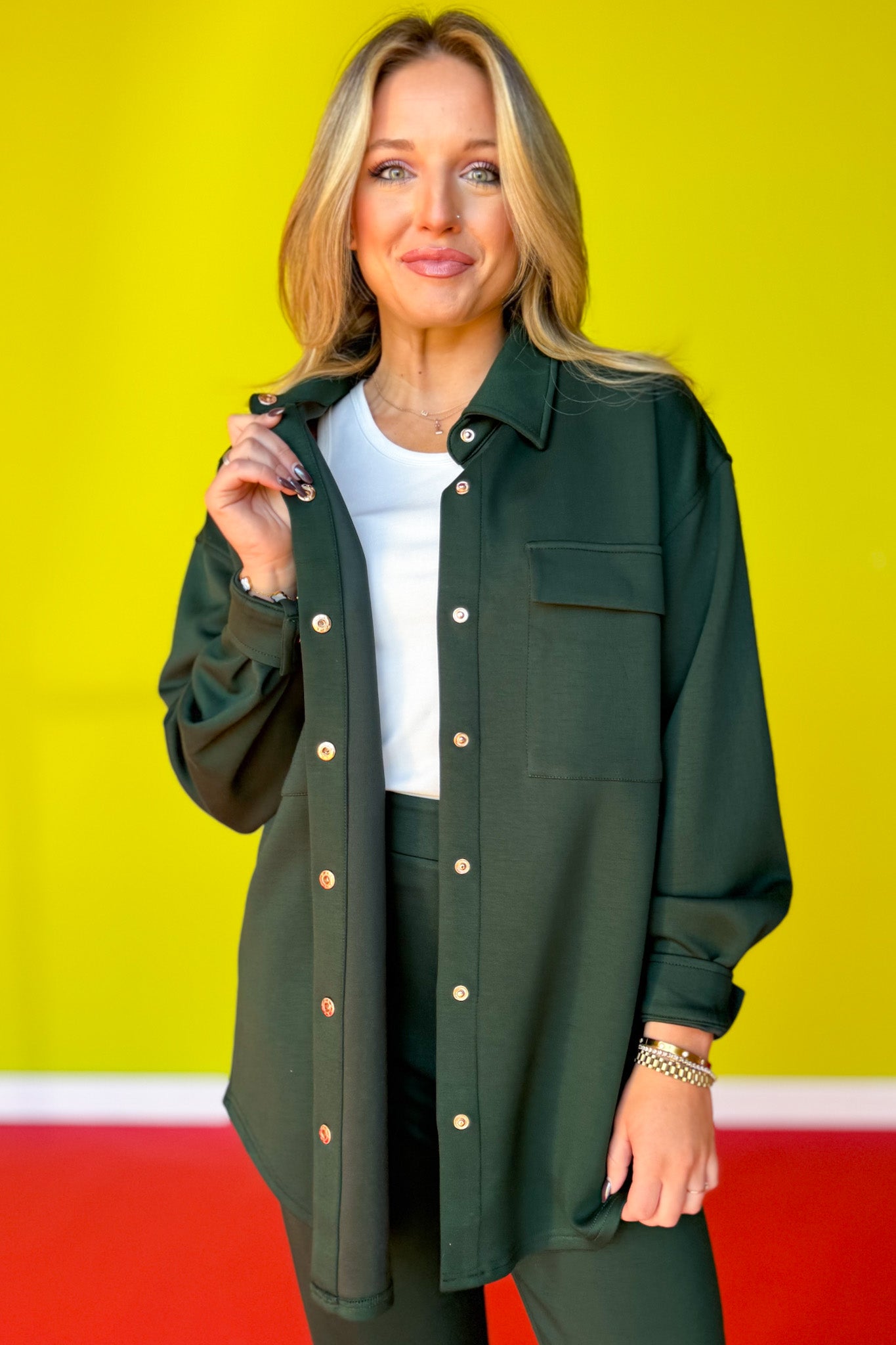 SSYS Frankie Air Shacket In Hunter *FINAL SALE*