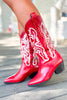 Red Western Stitch Embroidery Boots