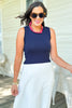SSYS Ribbed Crew Neck Sleeveless Tank In Navy