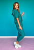 SSYS Sophie Ribbed Quilted Joggers In Dark Teal