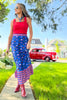SSYS Daisy One Tier Maxi Skirt In Royal Scallop Floral