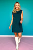SSYS Vivian Solid Lightweight Air Shoulder Pad Dress In Dark Teal