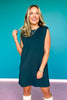 SSYS Vivian Solid Lightweight Air Shoulder Pad Dress In Dark Teal