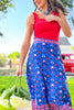 SSYS Daisy One Tier Maxi Skirt In Royal Scallop Floral