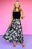 Black Print Midi Skirt