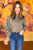 SSYS Sloan Bubble Sleeve Sweatshirt In Tan Animal *FINAL SALE*