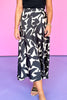 Black Print Midi Skirt