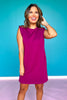 SSYS Vivian Solid Lightweight Air Shoulder Pad Dress In Mulberry