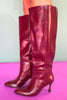 Wine Knee High Point Toe Boots